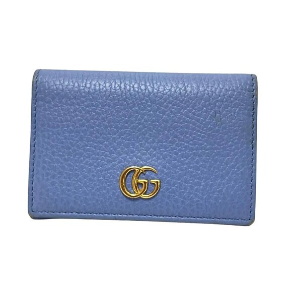 Auth GUCCI GG Marmont 474748 Blue Leather - Card Case - Picture 5 of 8